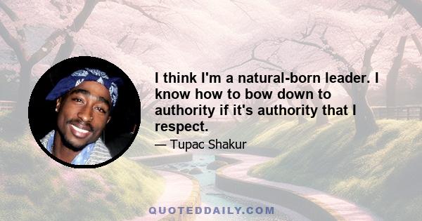 I think I'm a natural-born leader. I know how to bow down to authority if it's authority that I respect.