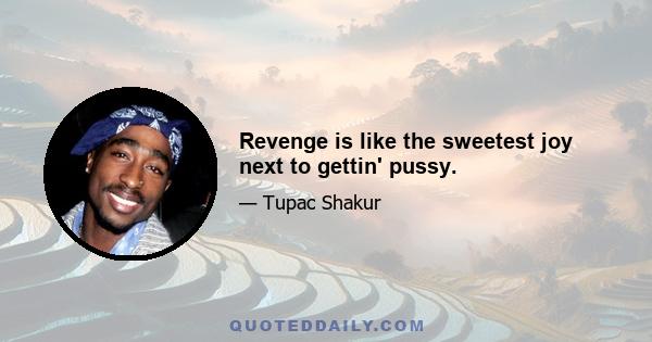 Revenge is like the sweetest joy next to gettin' pussy.