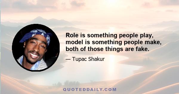 Role is something people play, model is something people make, both of those things are fake.