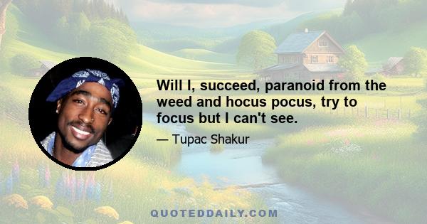 Will I, succeed, paranoid from the weed and hocus pocus, try to focus but I can't see.