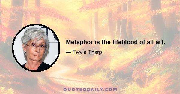 Metaphor is the lifeblood of all art.