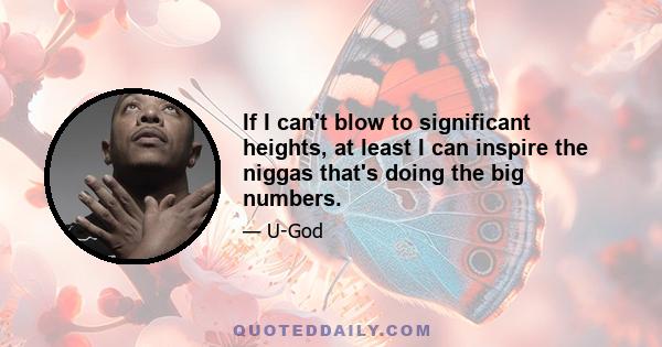 If I can't blow to significant heights, at least I can inspire the niggas that's doing the big numbers.