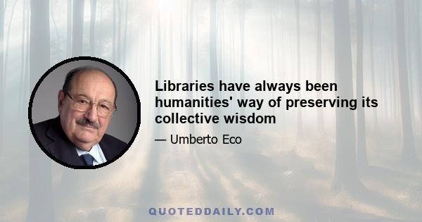 Libraries have always been humanities' way of preserving its collective wisdom