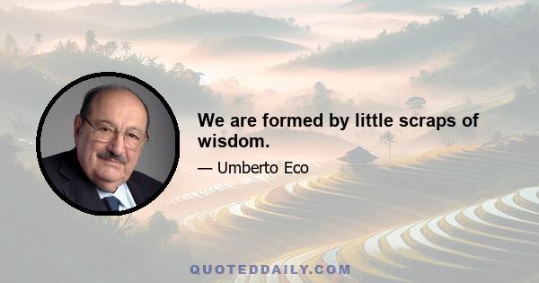 We are formed by little scraps of wisdom.