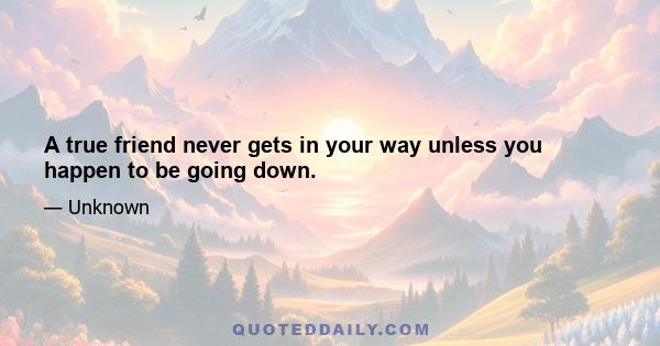 A true friend never gets in your way unless you happen to be going down.