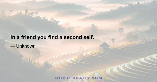 In a friend you find a second self.