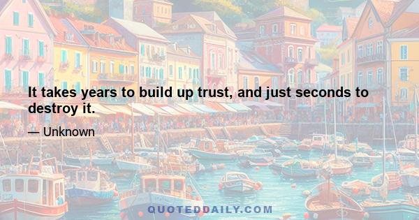 It takes years to build up trust, and just seconds to destroy it.