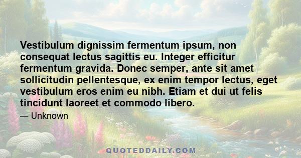 Vestibulum dignissim fermentum ipsum, non consequat lectus sagittis eu. Integer efficitur fermentum gravida. Donec semper, ante sit amet sollicitudin pellentesque, ex enim tempor lectus, eget vestibulum eros enim eu