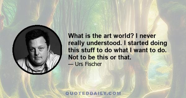 What is the art world? I never really understood. I started doing this stuff to do what I want to do. Not to be this or that.