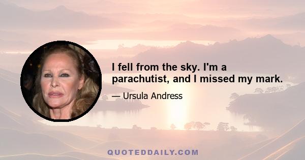 I fell from the sky. I'm a parachutist, and I missed my mark.