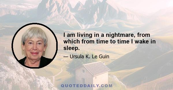 I am living in a nightmare, from which from time to time I wake in sleep.