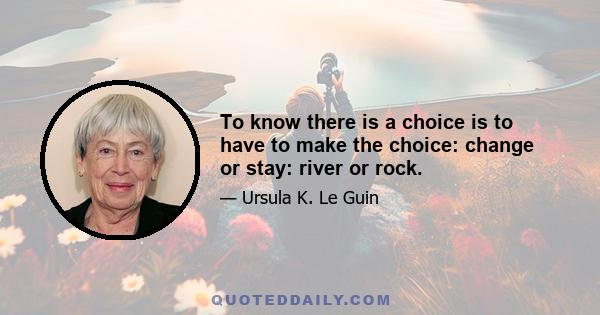 To know there is a choice is to have to make the choice: change or stay: river or rock.