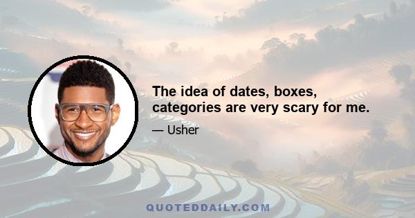 The idea of dates, boxes, categories are very scary for me.