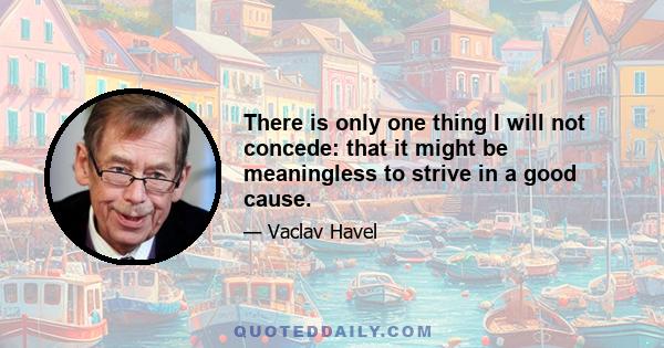 There is only one thing I will not concede: that it might be meaningless to strive in a good cause.