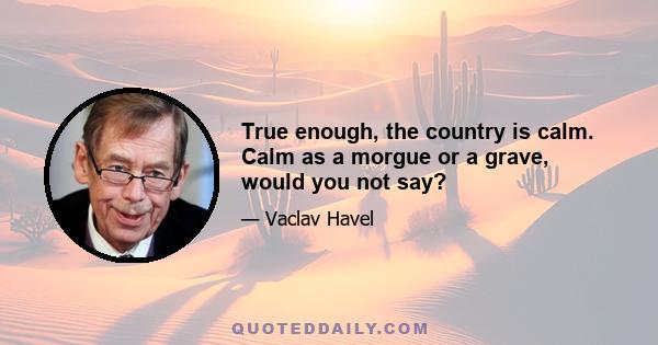 True enough, the country is calm. Calm as a morgue or a grave, would you not say?