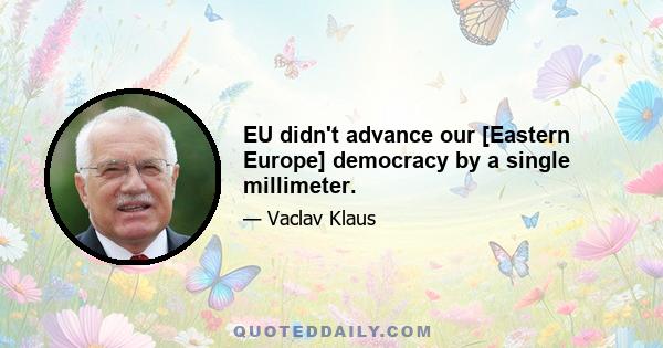 EU didn't advance our [Eastern Europe] democracy by a single millimeter.