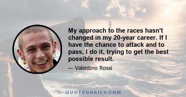 My approach to the races hasn't changed in my 20-year career. If I have the chance to attack and to pass, I do it, trying to get the best possible result.