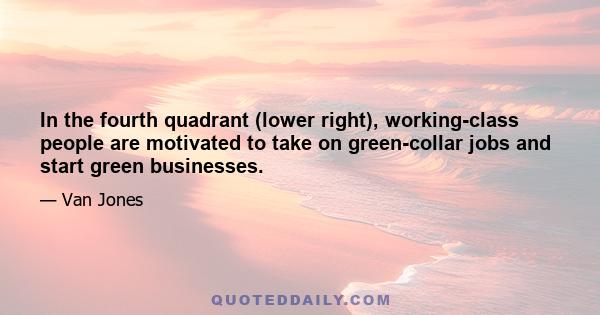 In the fourth quadrant (lower right), working-class people are motivated to take on green-collar jobs and start green businesses.