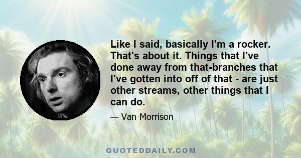 Like I said, basically I'm a rocker. That's about it. Things that I've done away from that-branches that I've gotten into off of that - are just other streams, other things that I can do.