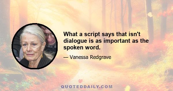 What a script says that isn't dialogue is as important as the spoken word.