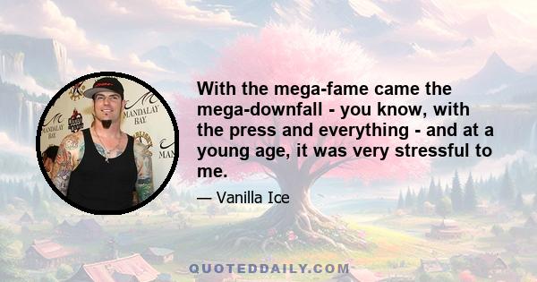 With the mega-fame came the mega-downfall - you know, with the press and everything - and at a young age, it was very stressful to me.