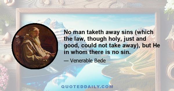 No man taketh away sins (which the law, though holy, just and good, could not take away), but He in whom there is no sin.