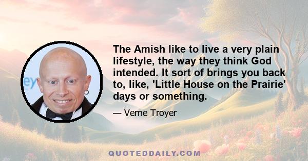 The Amish like to live a very plain lifestyle, the way they think God intended. It sort of brings you back to, like, 'Little House on the Prairie' days or something.