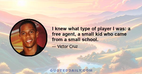 I knew what type of player I was: a free agent, a small kid who came from a small school.