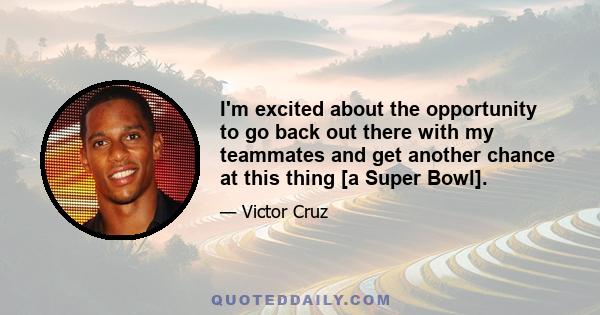 I'm excited about the opportunity to go back out there with my teammates and get another chance at this thing [a Super Bowl].