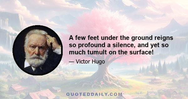 A few feet under the ground reigns so profound a silence, and yet so much tumult on the surface!