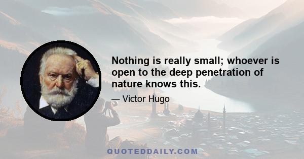 Nothing is really small; whoever is open to the deep penetration of nature knows this.