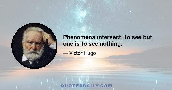 Phenomena intersect; to see but one is to see nothing.