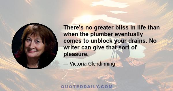 There's no greater bliss in life than when the plumber eventually comes to unblock your drains. No writer can give that sort of pleasure.