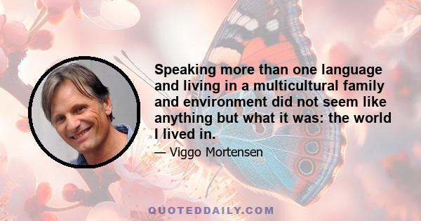 Speaking more than one language and living in a multicultural family and environment did not seem like anything but what it was: the world I lived in.