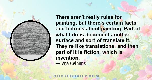 There aren't really rules for painting, but there’s certain facts and fictions about painting. Part of what I do is document another surface and sort of translate it. They’re like translations, and then part of it is