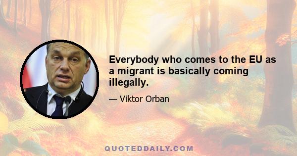 Everybody who comes to the EU as a migrant is basically coming illegally.