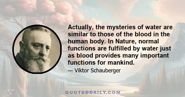 Actually, the mysteries of water are similar to those of the blood in the human body. In Nature, normal functions are fulfilled by water just as blood provides many important functions for mankind.