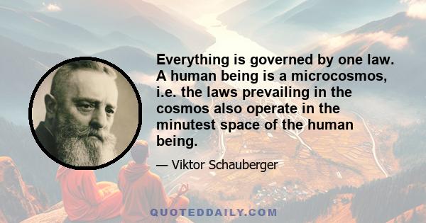 Everything is governed by one law. A human being is a microcosmos, i.e. the laws prevailing in the cosmos also operate in the minutest space of the human being.