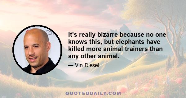 It's really bizarre because no one knows this, but elephants have killed more animal trainers than any other animal.