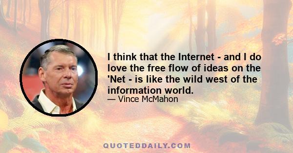 I think that the Internet - and I do love the free flow of ideas on the 'Net - is like the wild west of the information world.