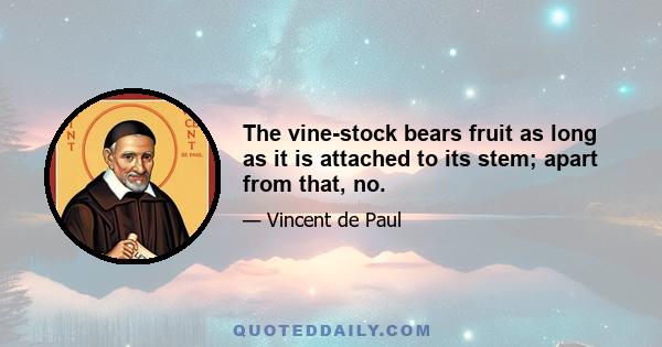 The vine-stock bears fruit as long as it is attached to its stem; apart from that, no.