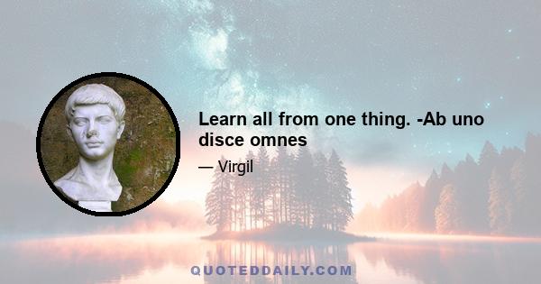 Learn all from one thing. -Ab uno disce omnes