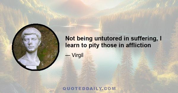 Not being untutored in suffering, I learn to pity those in affliction