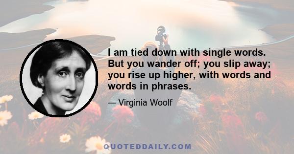 I am tied down with single words. But you wander off; you slip away; you rise up higher, with words and words in phrases.