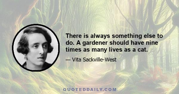 There is always something else to do. A gardener should have nine times as many lives as a cat.