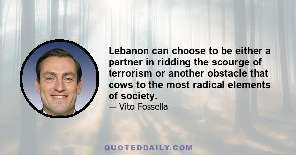 Lebanon can choose to be either a partner in ridding the scourge of terrorism or another obstacle that cows to the most radical elements of society.