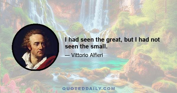 I had seen the great, but I had not seen the small.