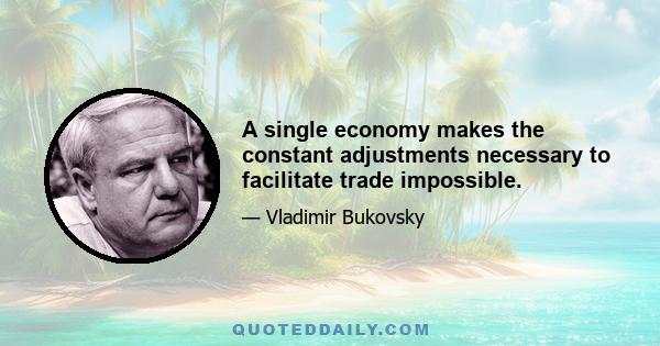 A single economy makes the constant adjustments necessary to facilitate trade impossible.