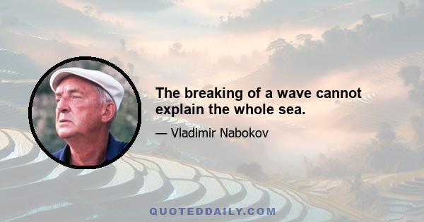 The breaking of a wave cannot explain the whole sea.