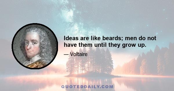 Ideas are like beards; men do not have them until they grow up.